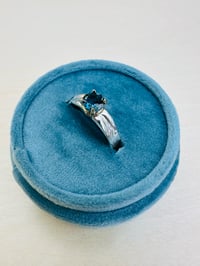 Image 4 of sterling silver feather ring with blue topaz 