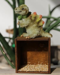 Image 2 of Pipe cleaner spinosaurus with its wooden modular display