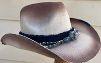 Image 3 of Two Tone Brown 2 Tone Cowboy Hat Blue & Green Crystal & Bead Band 
