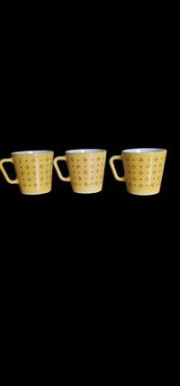 Image 1 of Set of 3 Pyrex Yellow Foulard Atomic Starburst Mugs 