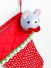 Image 3 of Blue Bear Felted Ornament #2