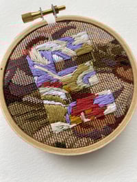 Image 2 of Original Secret Alphabet Embroidery Artwork - “E” (Floral Tapestry)