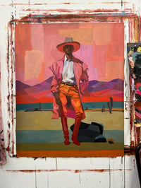 Image 4 of Lone Cowboy - 26x32" Acrylic On Canvas 