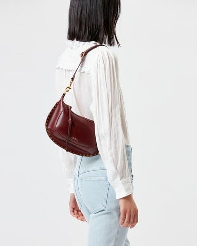 Image of ISABEL MARANT OSKAN MOON SHOULDER BAG BURGUNDY 