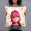 Pink Haired Girl Basic Pillow