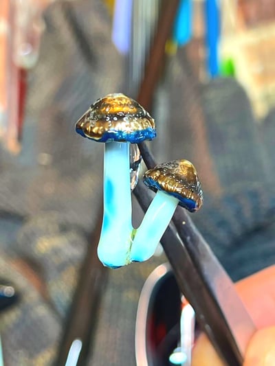 Image of Small Double Blue Staining Mushroom Pendant