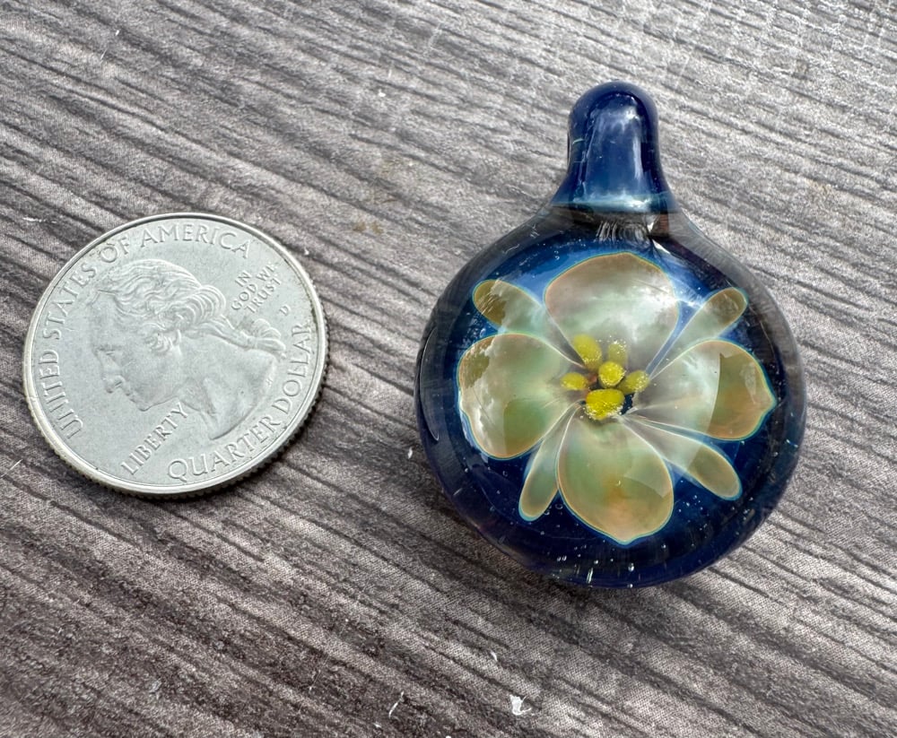 Image of Blue and Tan Floral Pendant