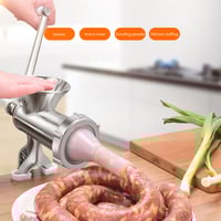 Image 1 of Manual Meat Grinder with Sausage Stuffer – Stainless Steel Hand Crank Mincer for Home Kitchen Use