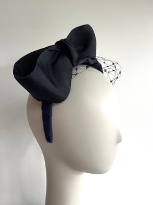 Image of Navy leather bandeau w bow