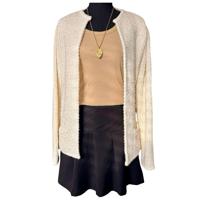 Image 1 of Vintage Cream Knit Button Front Cardigan with Pockets-Women’s Size Small