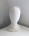 TRIPLE STRAND BEAD AND MESH CROWN : WHITE