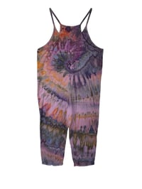 Image 3 of L/XL Cotton Blend Knit Pocket Jumpsuit in Appalachian Sunset Spiral Ice Dye