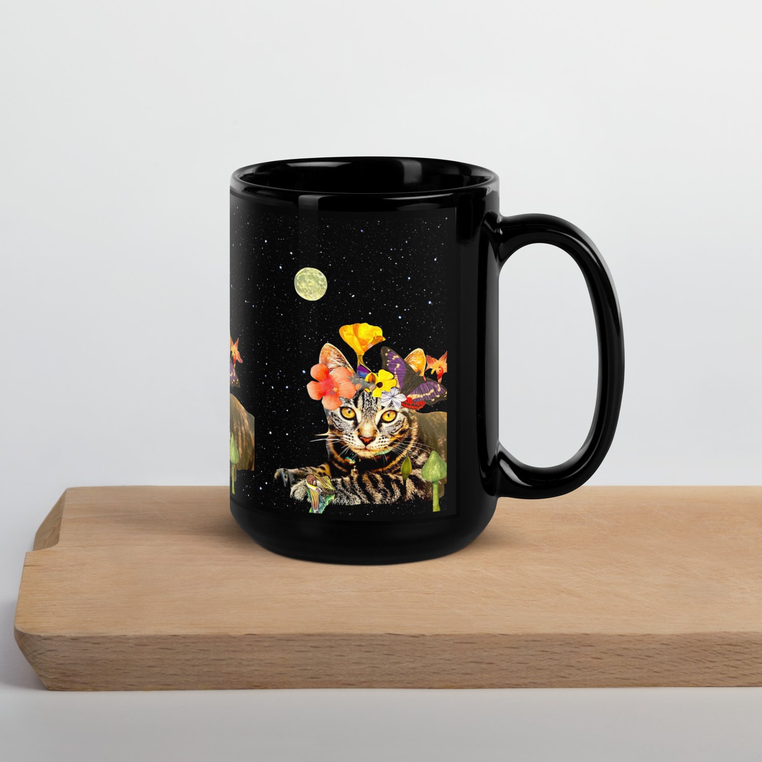 Image of Frida Cat-lo - Black Glossy Mug - 2 Size Options 