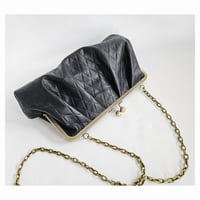 Image 1 of Pleated Black Leather Handbag