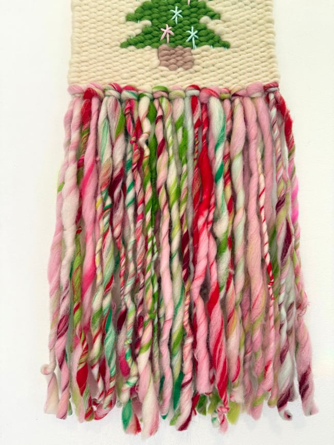 Christmas & strawberry shortcake. Woven wall hanging.