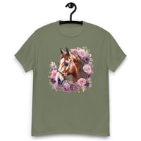 Image 12 of Unisex classic tee, Floral Majesty Horse Equestrian Tee