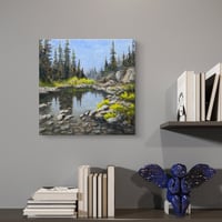 Image 1 of <h2>High Mountain Water Break </h2> <br />Original Artwork <br />12 x 12 <br />Oil on Panel