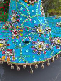Image 4 of Dolly cowboy hat - recycled sari fabric Turquoise 