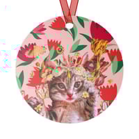 Image 2 of Penelope - Double-sided Metal Ornament - Round Metal Ornament - Oval Metal Ornament - Cat Collage 