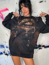 Image 4 of “HIPSTER” CUSTOM BLEACH PAINTED PULLOVER SWEATSHIRT LARGE