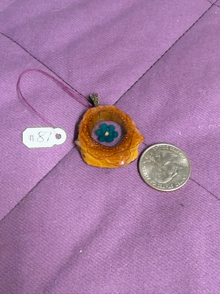 Image of Blue Flower Pinecone Charm | Handmade PNW Jewelry | #87