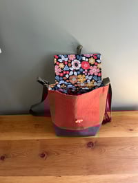 Image 2 of Fabric Shoulder Bag - Sheep on Rust Cotton Linen