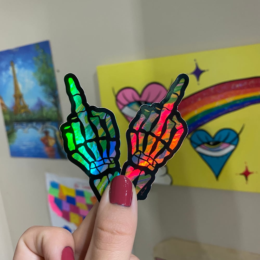 Image of Holographic middle finger stickers