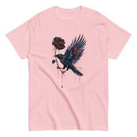 Image 6 of Unisex classic tee, Gothic Raven With Bleeding Red Rose Mystical Tee