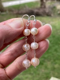 Image 3 of Freshwater Pearl Earrings, Pearl Drop Earrings, Pearl Dangle Earrings, Pearl Tassel Earrings