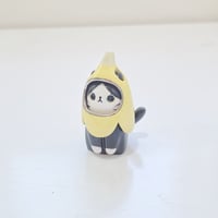 Image 2 of Banana Tuxedo Cat Ceramic Figurine (white gold version)