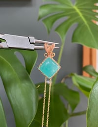 Image 1 of Gold Ice Amazonite Diamond Crystal Necklace