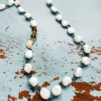 Image 3 of baroque pearl and citrine necklace with 10k rose gold moon