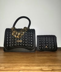 Image 1 of Black Quilted Handbag with Mini