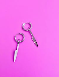Image 1 of KNIFE MINI HOOP EARRINGS 