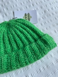 Image 2 of Ribbed crochet beanie in green