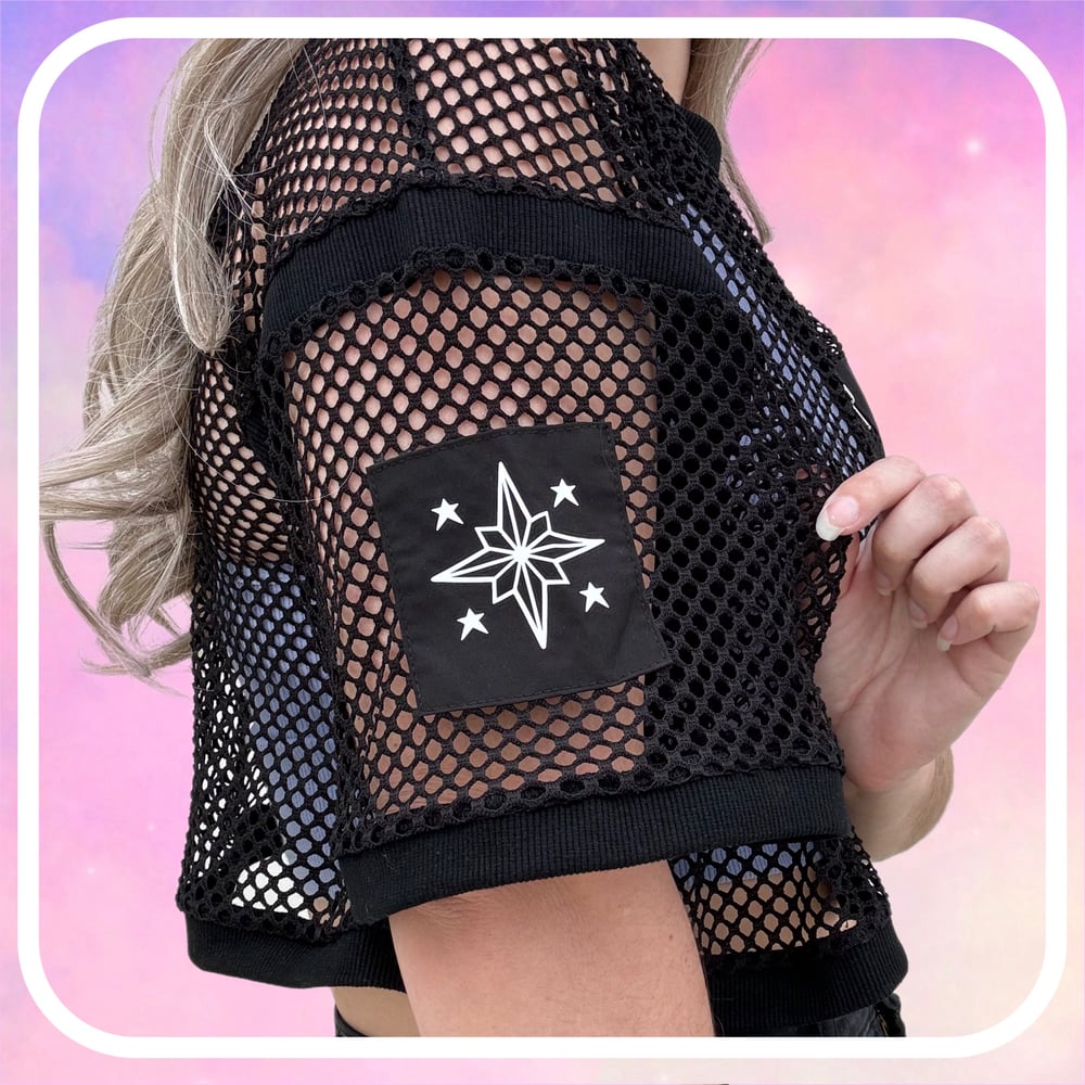 Image of Fish Net Crop Zip Top - INSTOCK