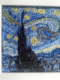 Image 3 of The Starry Night Van Gogh thread drawn artwork