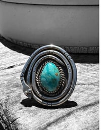 Image 1 of Ride the Sky Sterling Silver and Skyline Turquoise Swirl Snake Ring 6