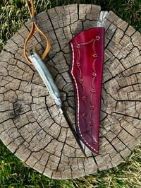 Image 3 of Damascus steel w/leather sheath