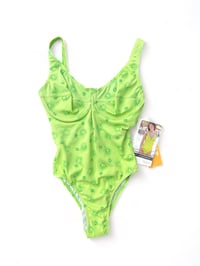 Image 1 of Lime Green Flower Swimsuit 32DD