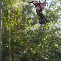 Image 3 of Violet Hummingbird – Stained Glass Suncatcher