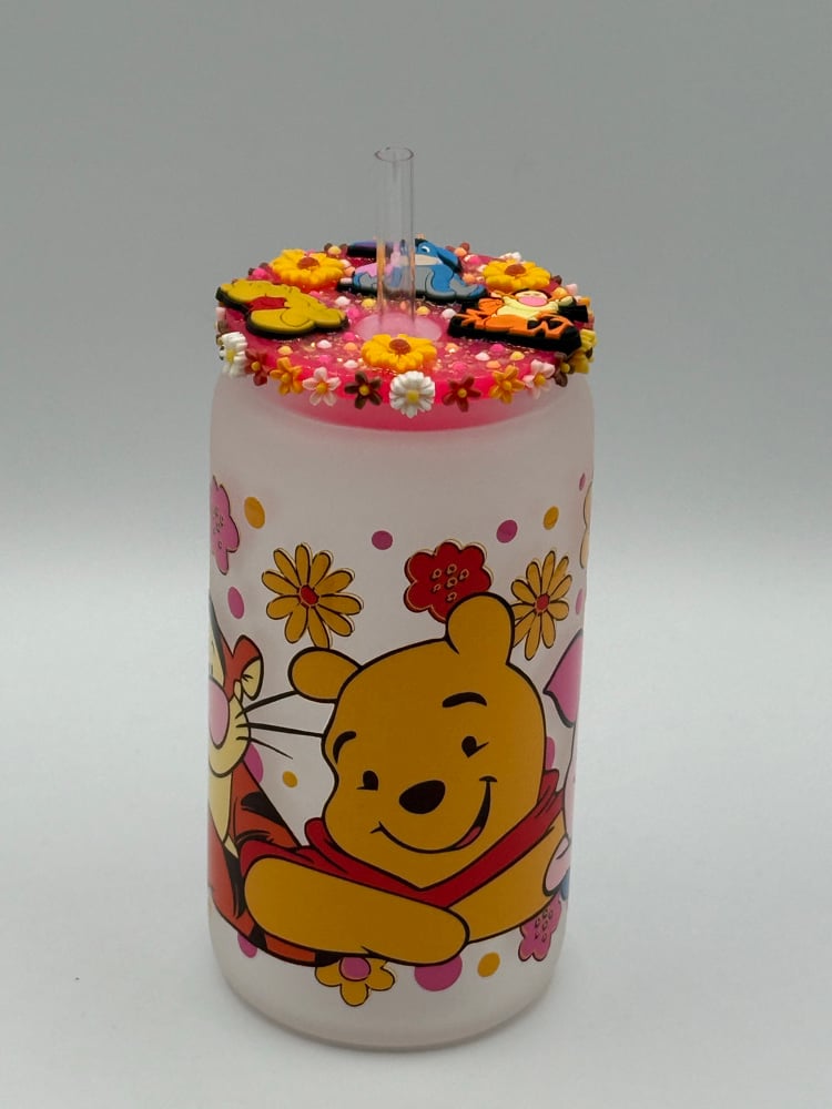 Image of 16oz Winnie the Pooh glass tumbler