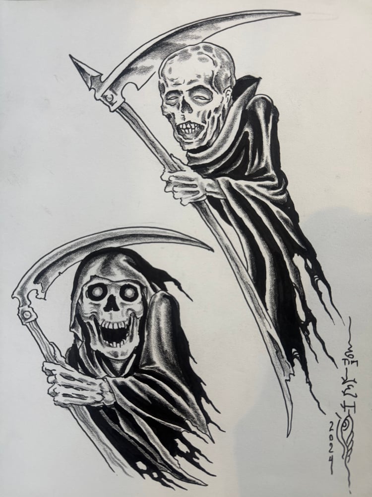 Image of Tim Lehi “Reaper Wolf Book Page #39” Painting