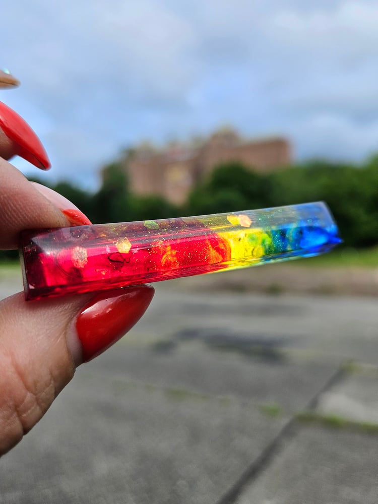Image of Red/ Yellow/ Blue Thin Bar Barrette