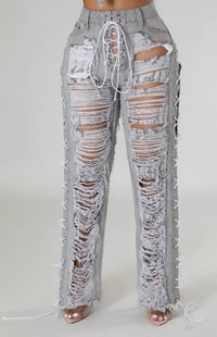Image 1 of Rider - Lace Up Distressed Jeans 