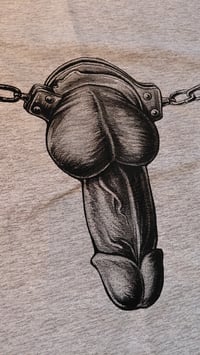 Image 3 of penis in cuffs pillowcase pair - static grey