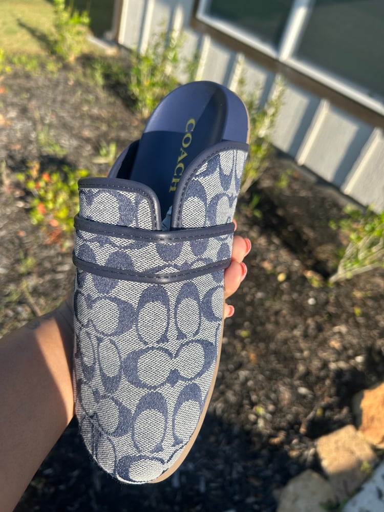 Dark Blue Coach Clogs 