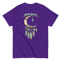 Image 1 of Moon Spirit Cowgirl T-Shirt – Western Crescent Moon Feather Graphic Tee, Turquoise Southwest Boho 