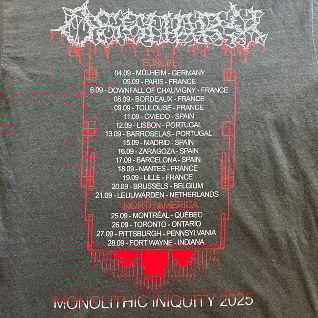 "MONOLITHIC INIQUITY" TOUR T-SHIRT