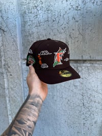 Image 1 of ORANGE BRIM BROWN CHINA SKY  MIAMI MARLINS CUSTOM FITTED CAP